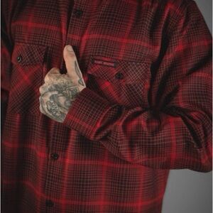 Rebel Reaper Salem Button-Down Red & Black Flannel Shirt Men XL Limited Release